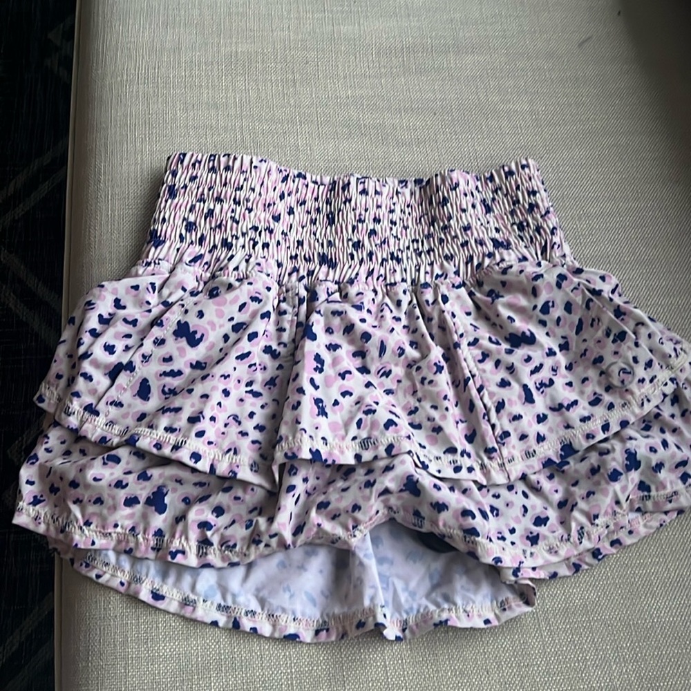 The Bubble Womens Skirt Size S Navy Blue Leopard Ruffle Pickleball Golf Tennis